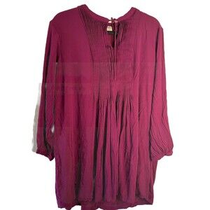 Old Navy Shift Dress XXL Purple Tie L/S Lined Mini Cottage Boho Prairie Babydoll